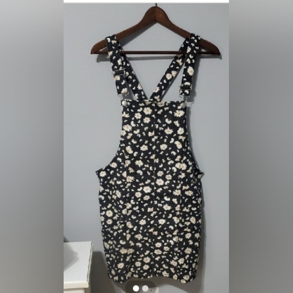 Daisy flower Overall Dress Juniors Size Large 11 13 Floral‎ No Boundaries trendy